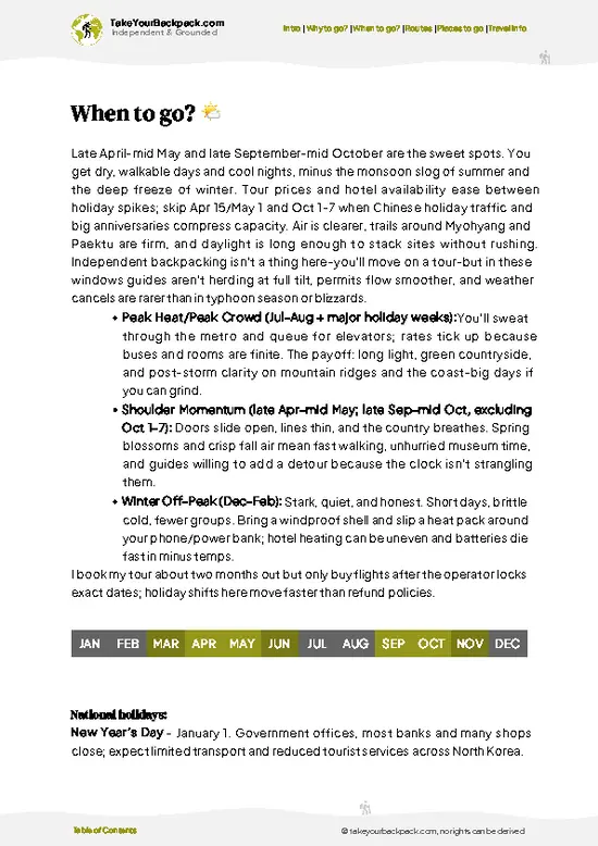 example page 3 from our offline Travel Guide for North Korea